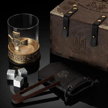 Подарунковий стакан-гільза з набором для віскі «Український калібр» — подарунок для ЗСУ, ручна робота