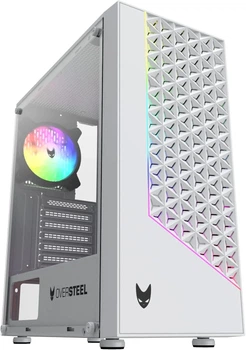 Корпус Oversteel Iridium RGB / без БП / Midi Tower / ATX, mATX, ITX / 2 пылевых фильтра / ARGB / Закаленное стекло / Белый (101642233) - Уценка