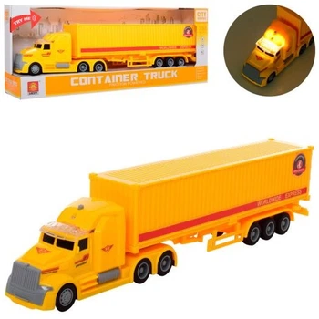 Игрушечный грузовик Wenyi Trucks контейнеровоз, инерционный механизм, свет и звук, фура трейлер