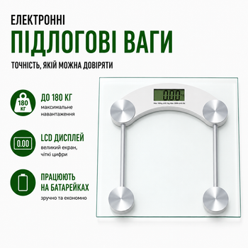 Электронные напольные весы с дисплеем стеклянные квадратные до 180 кг на батарейках