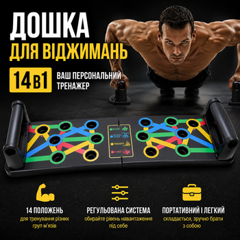 Регульована дошка для віджимань 14в1 переносний портативний тренажер платформа