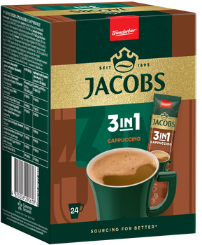 Кавовий напій Jacobs 3 in 1 Cappuccino 24 x 12.5 г (4820206290618)