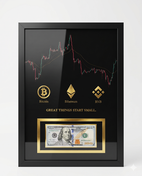 Подарунок картина із сувенірною банкнотою 100 USD (А3 30х40см)