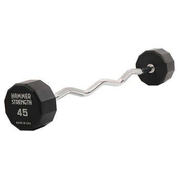 Штанга неразборная с фиксированным весом изогнутая PEV HAMMER STRENGHT TA-9978-45 45кг Серый