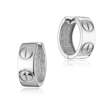 Сережки Лазурит Cartier Love 925 родированные широкие кольца с винтами (20343р)