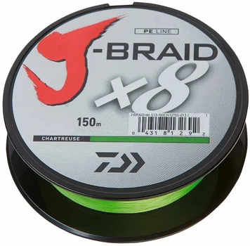 Шнур Daiwa J-Braid X8 150m Chartreuse 17.0kg 0.22mm #2.5 (12750-022)