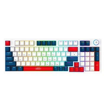 Клавіатура ігрова механічна XO KB-08, 96 клавіш, Tri-mode Bluetooth 5.0 + 2.4GHz + USB-C, Green switch, RGB, акумулятор 1000 мАг