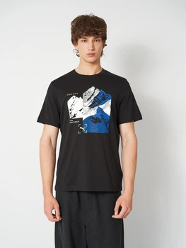 Футболка бавовняна довга чоловіча Puma Graphics 69177901 L Black з принтом (4069161648755)