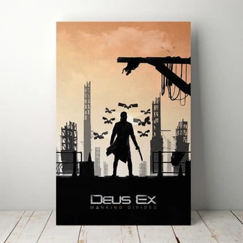 Інтер'єрна картина Deus Ex: Mankind Divided (2016), кіберпанк, sci-fi, постер для геймерів, 42×28 см (id1633)