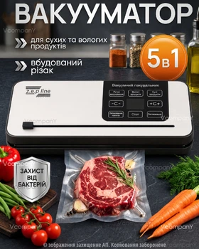 Вакууматор для продуктів та їжі Zepline Vacuum Sealer 200 Вт з вмонтованим ножем Grey