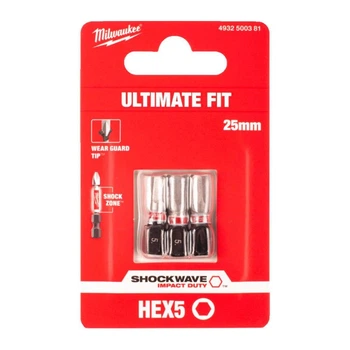 Бита Milwaukee Shockwave Hex5 25 мм, 3 шт 4932500381