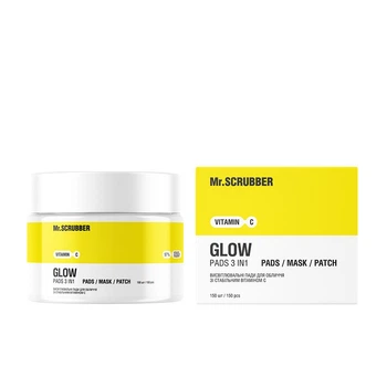Осветляющие пады для лица Mr.SCRUBBER Glow Vitamin C Pads 3 in 1 для выравнивания тона и сияния кожи 150 шт