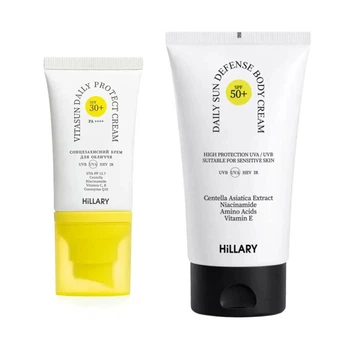 Набор для защиты кожи лица SPF 30+ и тела SPF 50+ от фотостарения Hillary Face & Body Photoaging Defense Set