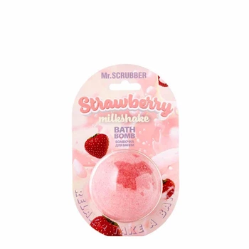 Бомбочка для ванны Mr.SCRUBBER Bath Bomb Strawberry Milkshake с ароматом клубничного коктейля для очищения кожи и снятия усталости 200 г