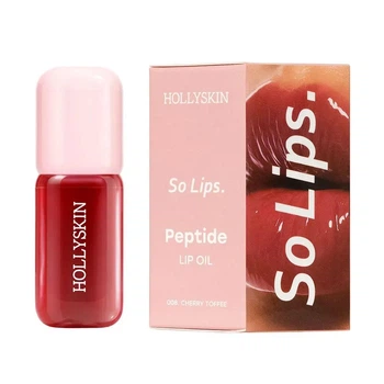Увлажняющее масло для губ Hollyskin So Lips Peptide Lip Oil 008 Cherry Toffee 4 мл | вишнево-карамельный аромат, пептиды, интенсивное увлажнение и сияющий глянцевый блеск