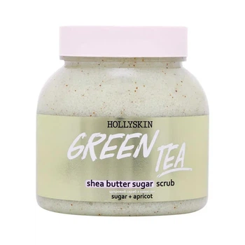 Сахарный скраб для тела Hollyskin Shea Butter Sugar Scrub Green Tea со свежим травяным ароматом 300 мл