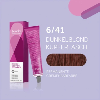 Стійка фарба для волосся Londa Professional Permanente Color Cremehaarfarbe 6/41 Темний блондин мідно-попелястий 60 мл