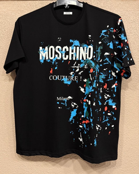 Чоловіча футболка батальна Moschino чорний бавовна 7ХL (1058)