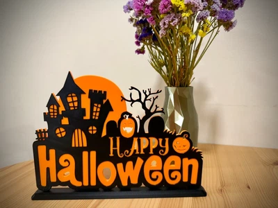 Настільна декорація Happy Halloween з привидами та замком. Aivory