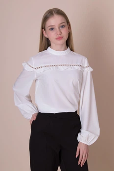 Блузка для дівчинки Mevis молочна 4859-01 146 см