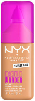 Тональна основа Nyx Professional Makeup Make ‘Em Wonder Матуюча 14 True Beige 30 мл (800897275280)