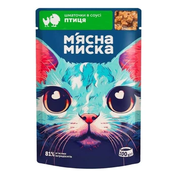 М'ясна миска - Консервований корм з птицею для дорослих котів 100 г (4820255192413)