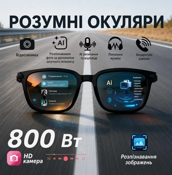 Міні камера в окулярах: Розумні AI-окуляри XMSJ AIMB-S1 з камерою 4K і Bluetooth - запис відео, фото 8MP, дзвінки, AI-переведення, водонепроникні, комплект лінз