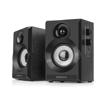 Портативна колонка Real-El S-217 Black, 2 x 6 Вт, МДФ, живлення від мережі 220V, керування зпереду