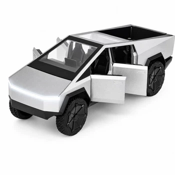 Машинка Tesla Cybertruck 23 см металлическая игрушка моделька со светом фар и звуком Серый (5734772)