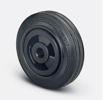 Колеса на чорній гумі з пластиковим диском, торгової марки EMES (MKR 125*37,5)