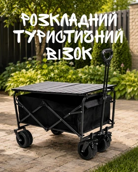 Раскладная туристическая тележка 100 л / складная хозяйственная тележка для кемпинга и дачи 90х53х60 см