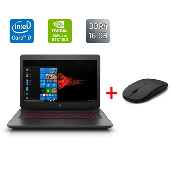 Ігровий ноутбук Б-клас HP Omen 17-w295ms / 17.3" (1920x1080) IPS / Intel Core i7-7700HQ (4 (8) ядра по 2.8 - 3.8 GHz) / 16 GB DDR4 / 128 GB SSD + 1000 GB HDD / nVidia GeForce GTX 1070, 8 GB GDDR5, 256-bit / WebCam / HDMI б/в + Подарунок Бездротова миша