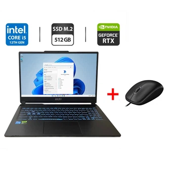 Игровой ноутбук MSI Cyborg 15 A12VE / 15.6" (1920x1080) IPS / Intel Core i5-12450H (8 (12) ядер по 3.3 - 4.4 GHz) / 16 GB DDR5 / 512 GB SSD M.2 / nVidia GeForce RTX 4050, 6 GB GDDR6, 96-bit / WebCam б/у + Подарок Проводная мышь / USB