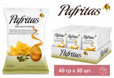 Упаковка картопляних чипсів Pafritas з морською сіллю 40 г х 30 шт (1.2 кг) (8436004743001)