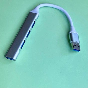 Компактний хаб USB 3.0 у металевому корпусі - розгалужувач на 4 порти для ноутбука та ПК