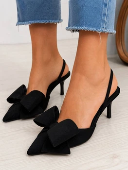 Туфли женские Meideli F566-53 slingback лодочки с бантом экозамша 36 черные