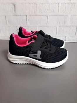 Кроссовки для девочки Apawwa 393 black/pink черные р.26-16,3 cм