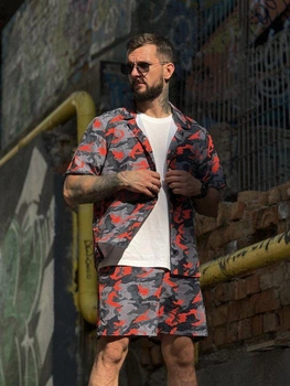 Летний милитари комплект рубашка шорты TITANIUM OBLIVION War красный ПП7753 XXL/XXXL