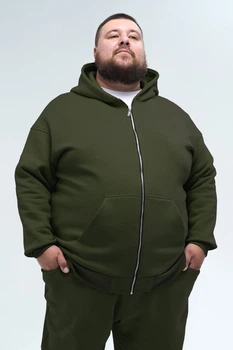 Толстовка чоловіча на блискавці оверсайз Plus Size Khaki 8XL