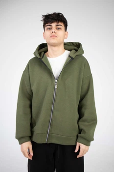 Толстовка чоловіча на блискавці оверсайз Khaki v.2 8XL