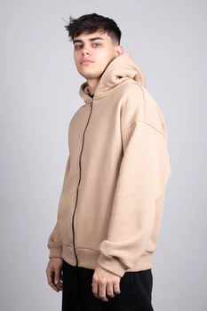 Толстовка чоловіча на блискавці оверсайз Beige v.2 8XL