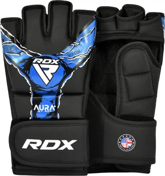 Перчатки тренировочные RDX Grappling Gloves New Aura F17 GGR-F17BU M Черные с синим (5054421842683)