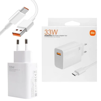 Сетевое зарядное устройство Xiaomi 33W / 3A USB быстрая зарядка Mi Turbo Charge и QC4.0 + кабель Type-C White