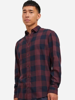Рубашка хлопковая мужская Jack & Jones 12181602-Port Royale M Бордовая (5714921625734)