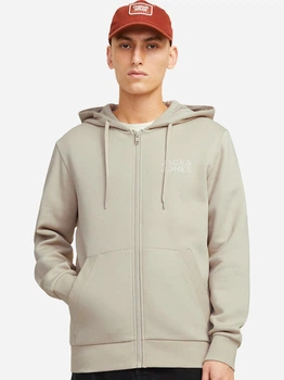 Толстовка на блискавці чоловіча Jack & Jones 12265177-Moonbeam L Бежева (5715605830567)