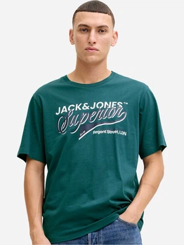 Футболка хлопковая длинная мужская Jack & Jones 12288016-Atlantic Deep L Морская зеленая (5715825018608)