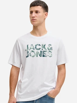 Футболка хлопковая длинная мужская Jack & Jones 12288536-White 2XL Белая (5715830432079)