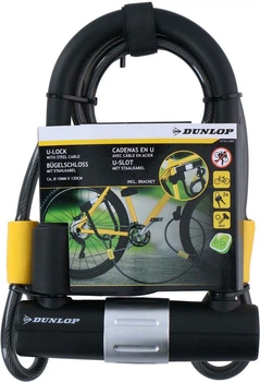 Велосипедний замок Dunlop типу U з тросом і ручкою (8711252472232)