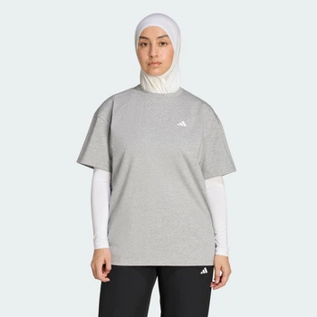 Женская футболка Power Essentials Workout Oversized adidas KF3757 (L) серый (4068815396868)