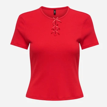 Футболка хлопковая женская ONLY 15370094-Chinese Red L Красная (5715833942971)